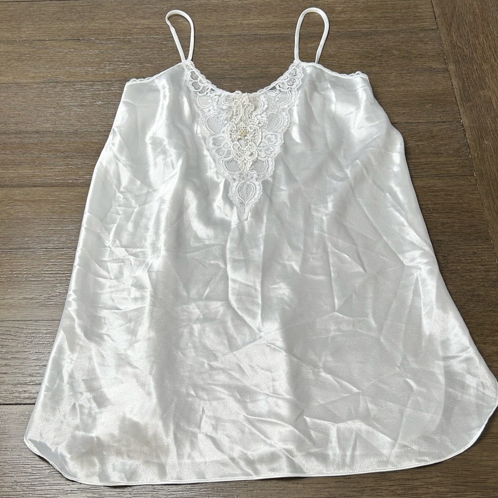 Inner Most White Satin‎ Lace Trimmed Lingerie Slip Dress Size Medium